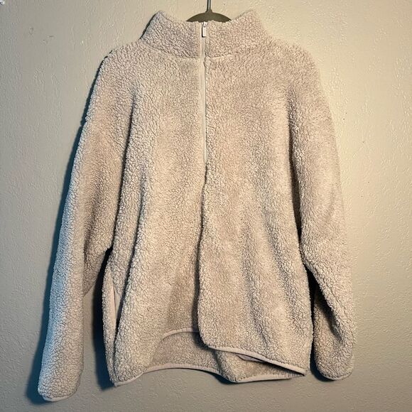 PINK Victoria’s Secret Cream Sherpa Full Zip Jacket SZ L - Picture 3 of 12